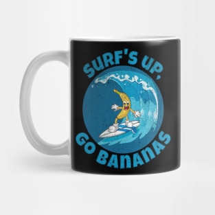 Funny Surf´s up, go bananas surfing on a great ocean wave Mug